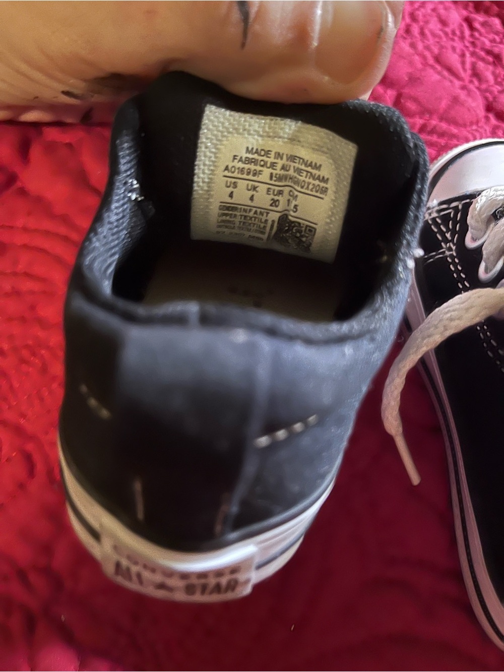 Converse Kids Black and White Low Top Canvas Sneakers - Picture 7 of 8